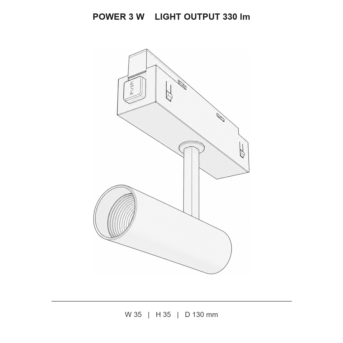 چراغ اسپات مگنتو 35 لارج technical dimensions