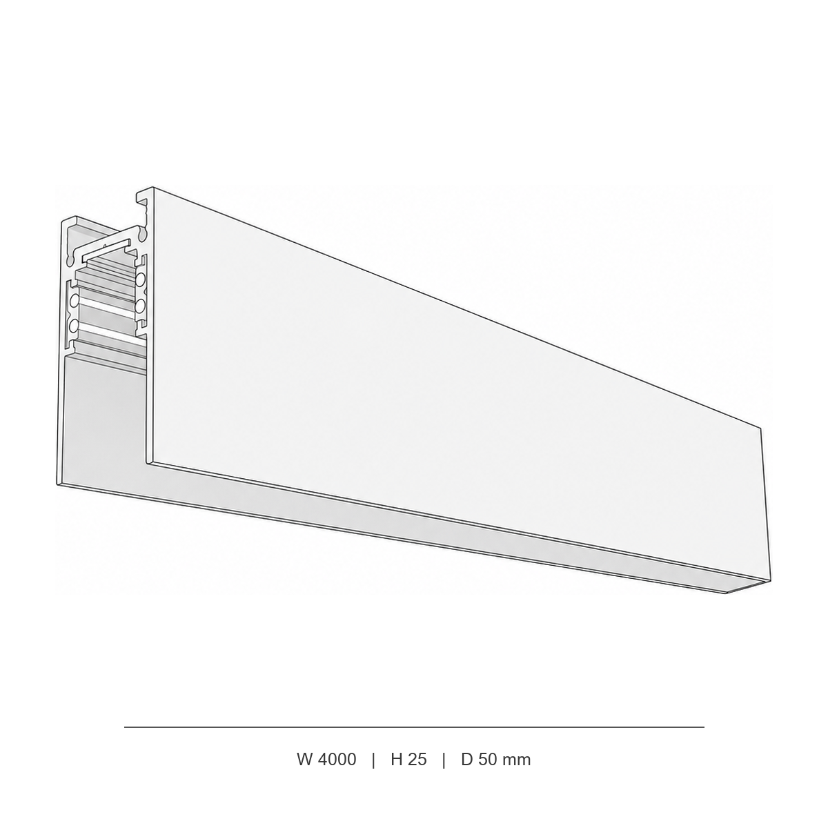 ریل تریم‌لس روکار و آویز مگنتو اسمال technical dimensions