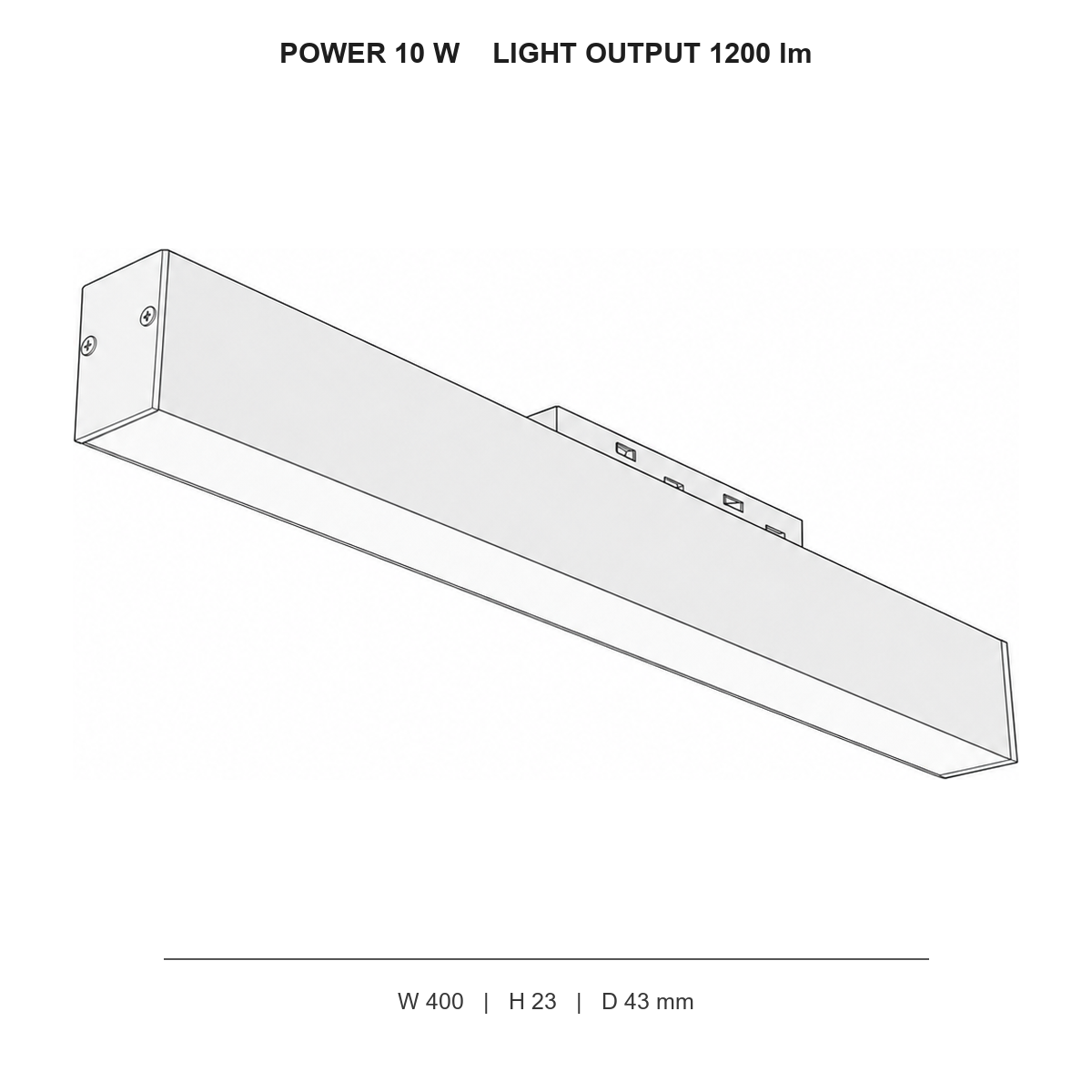 چراغ خطی مگنتی ۴۸ ولت MAGNETO SMALL LINEAR technical dimensions