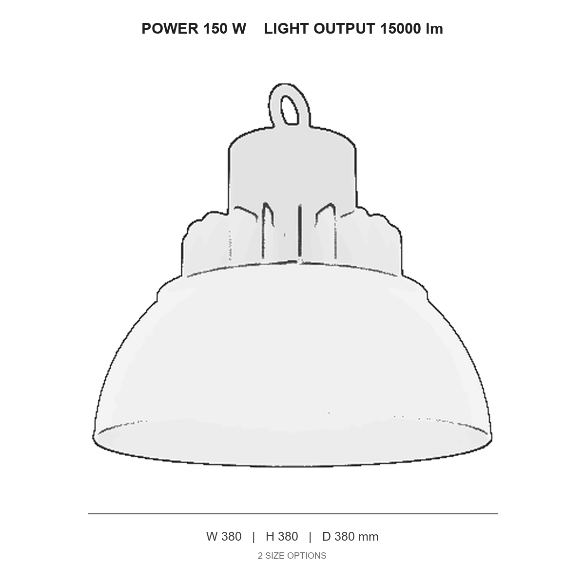 چراغ سقف‌بلند Karen technical dimensions