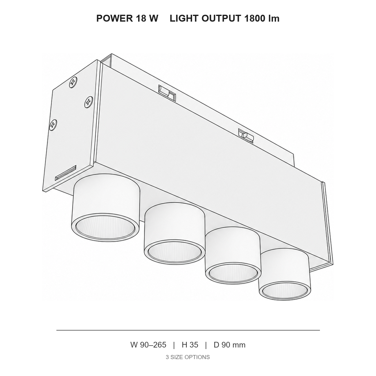 چراغ خطی اسپات مگنتو لارج technical dimensions