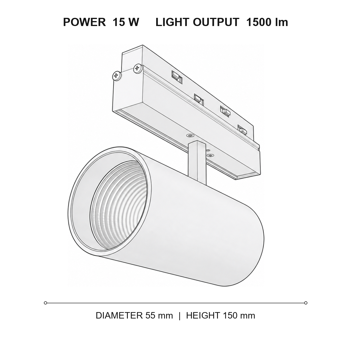 چراغ اسپات مگنتو اسمال 55 technical dimensions