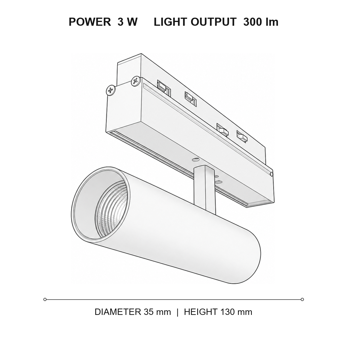 چراغ اسپات 35 مگنتو اسمال technical dimensions