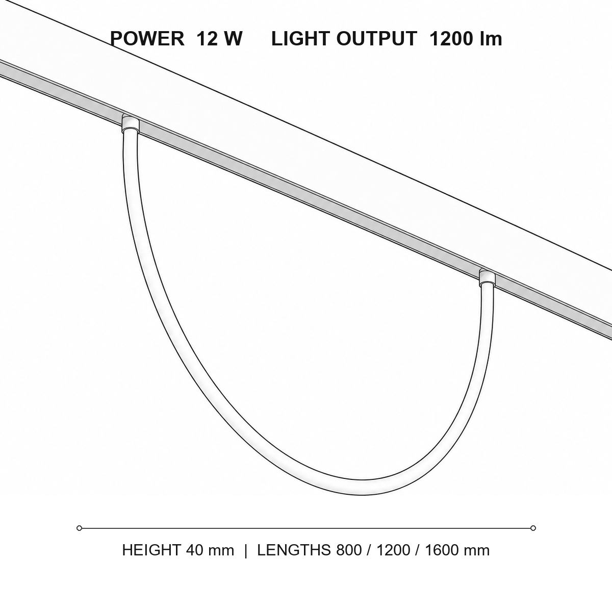 چراغ خطی فلکسی مگنتو اسمال technical dimensions