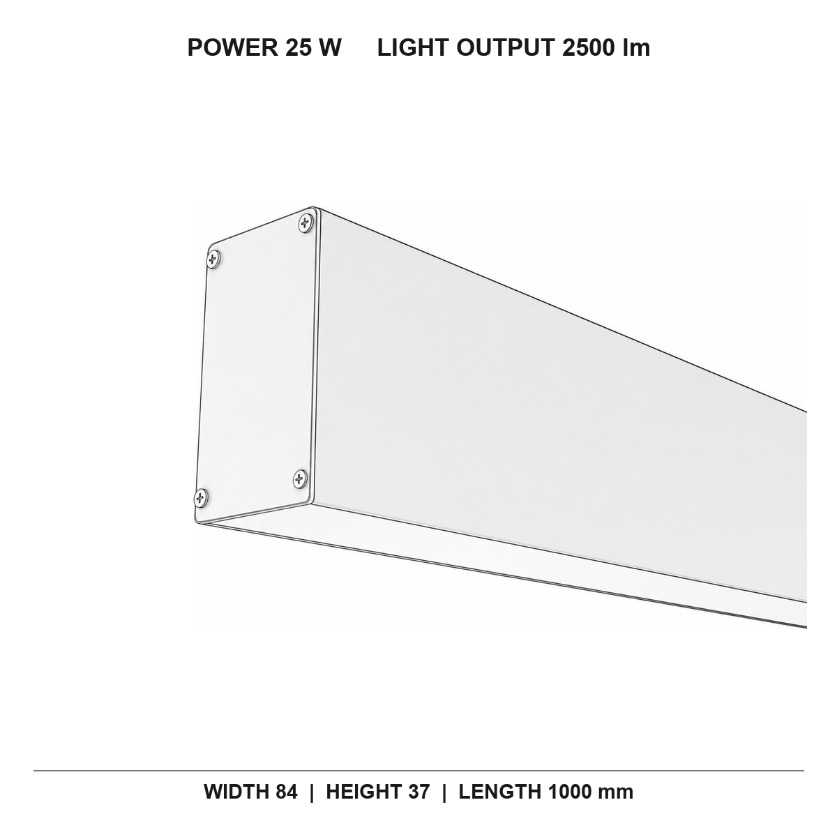 چراغ خطی تریم‌لس MD مید technical dimensions