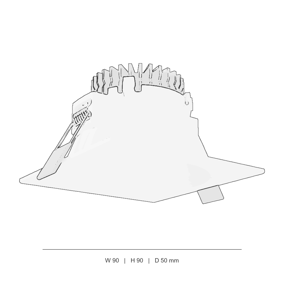 دان‌لایت توکار فریم هالوژن پیام اسکوئر technical dimensions
