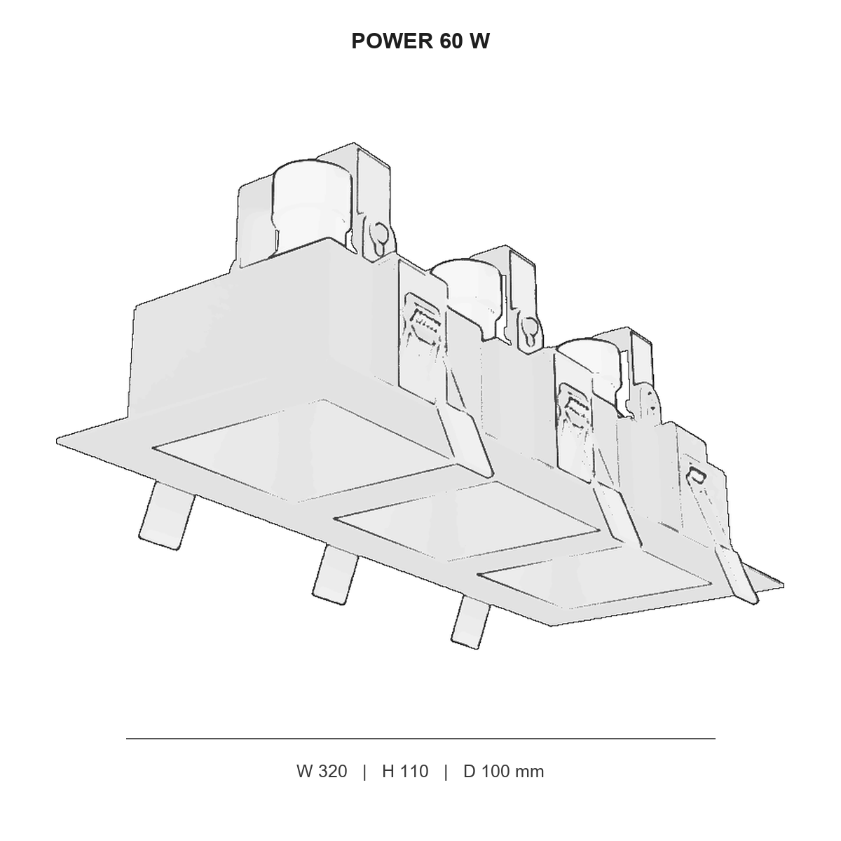 دان‌لایت توکار عمیق بهار تریپل technical dimensions