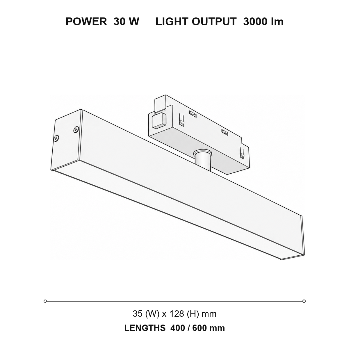 چراغ خطی چرخشی مگنتو technical dimensions