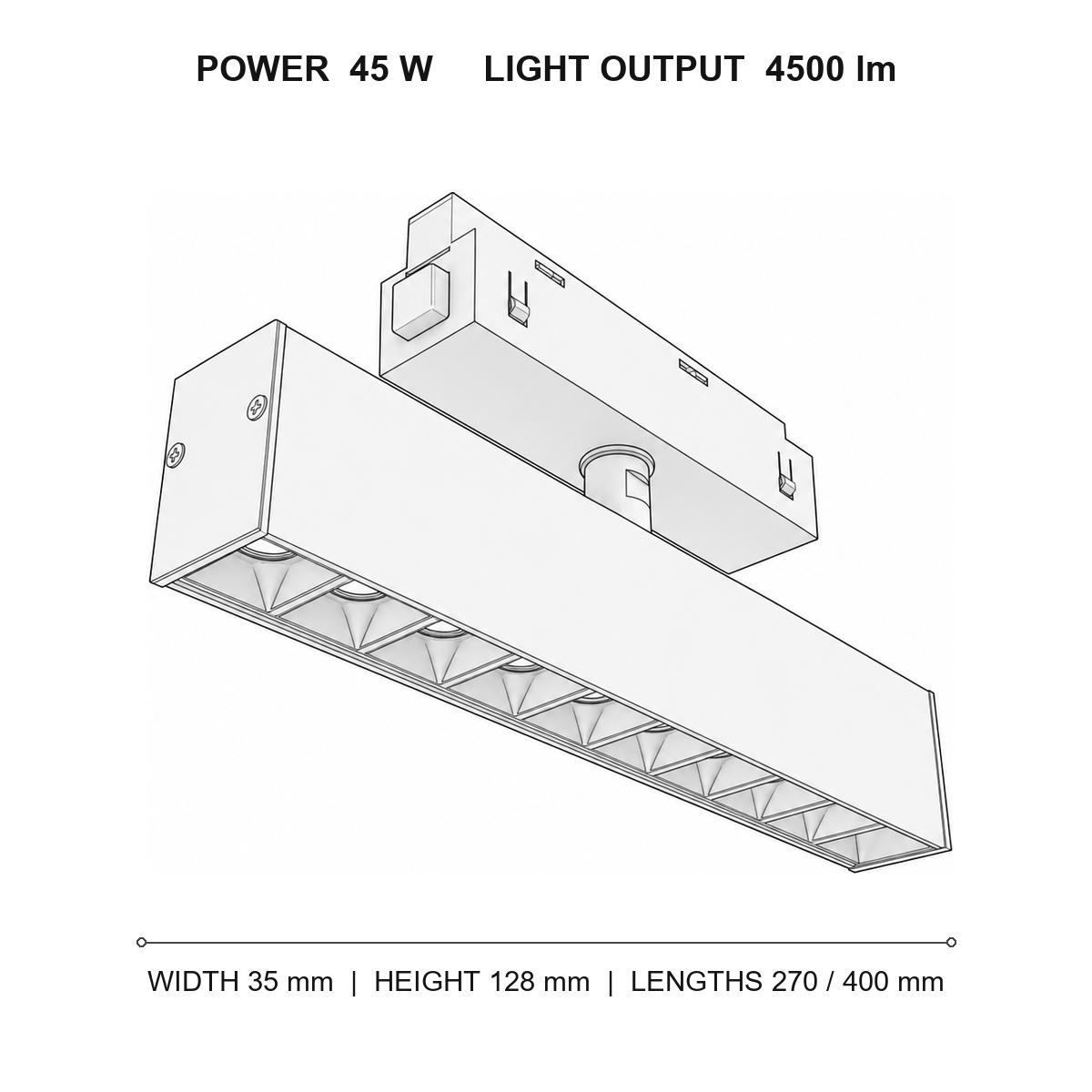 چراغ خطی چرخشی نقطه‌ای مگنتو technical dimensions